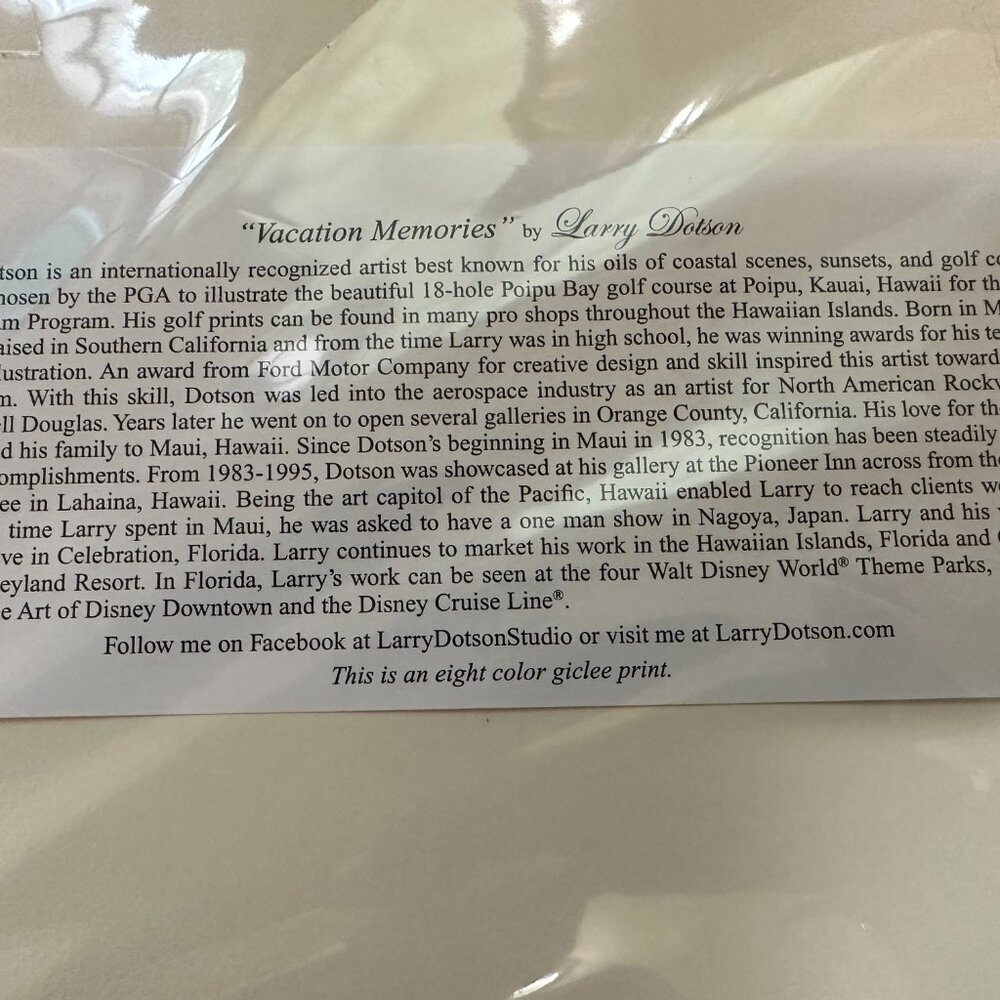 Larry Dotson Dreams Come True Print 2021 Vacation Memories 10 X 8 Sleeping Beau - Picture 4 of 6